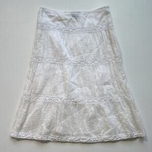 Vintage Y2K White Crochet A Line Boho Skirt / Sz 2 / XS / SAJA Hippie Retro